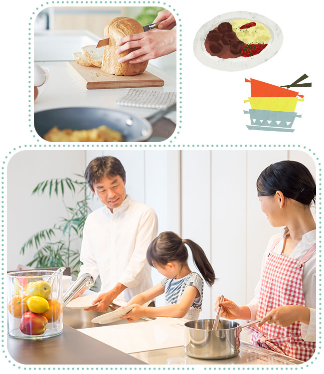 家族みんなで料理を楽しむ家